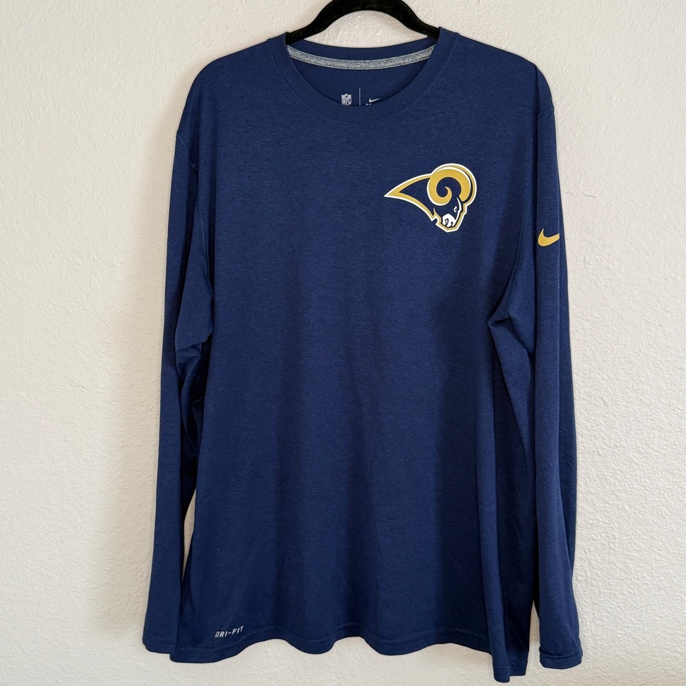 Nike NFL Los Angeles Rams Dri-FIT Long Sleeve Shirt Mens XL Navy Blue Onfield